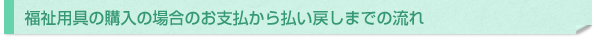 福祉用具の購入の場合のお支払から払い戻しまでの流れ